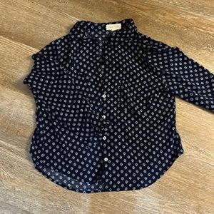 Luna Moon Navy Blue Patterned Button Up